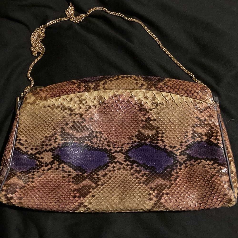 Vintage Venetto Snake Skin Shoulder /Clutch purse with Chain